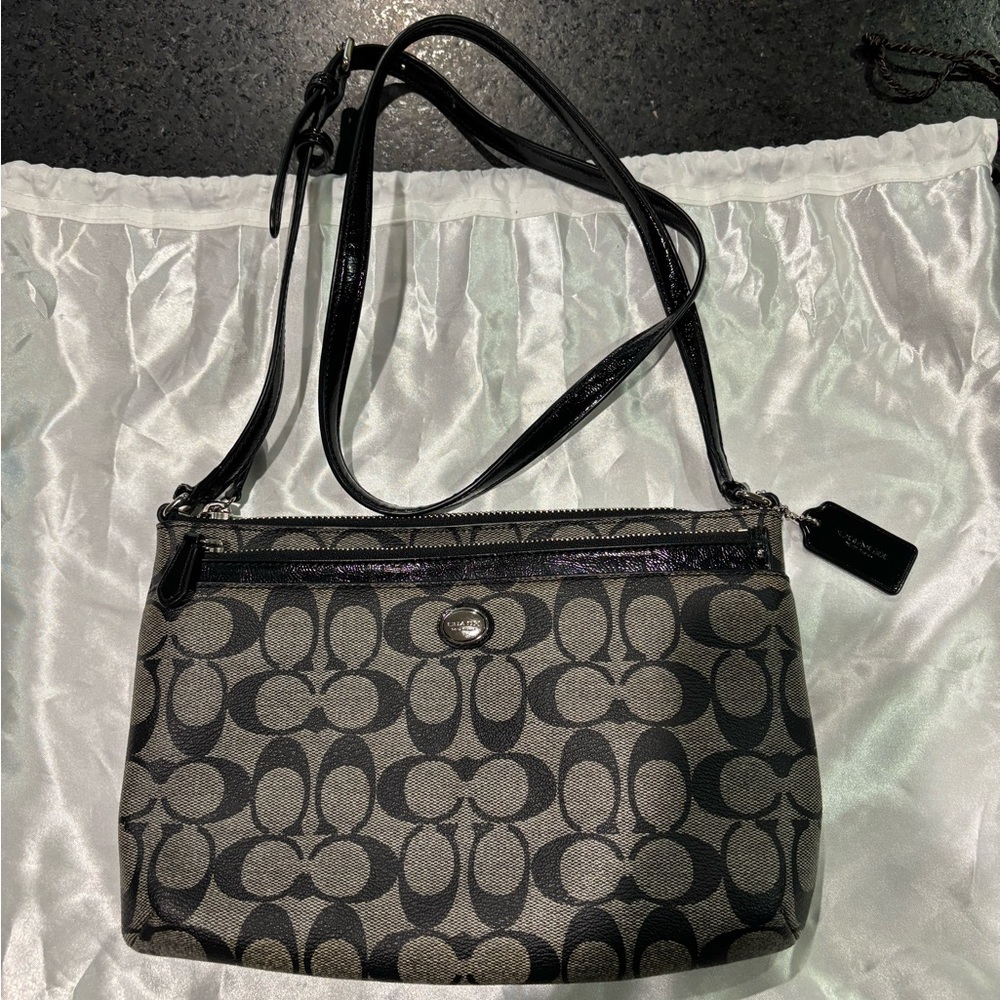 Coach Black and Gray Patterned Crossbody Bag